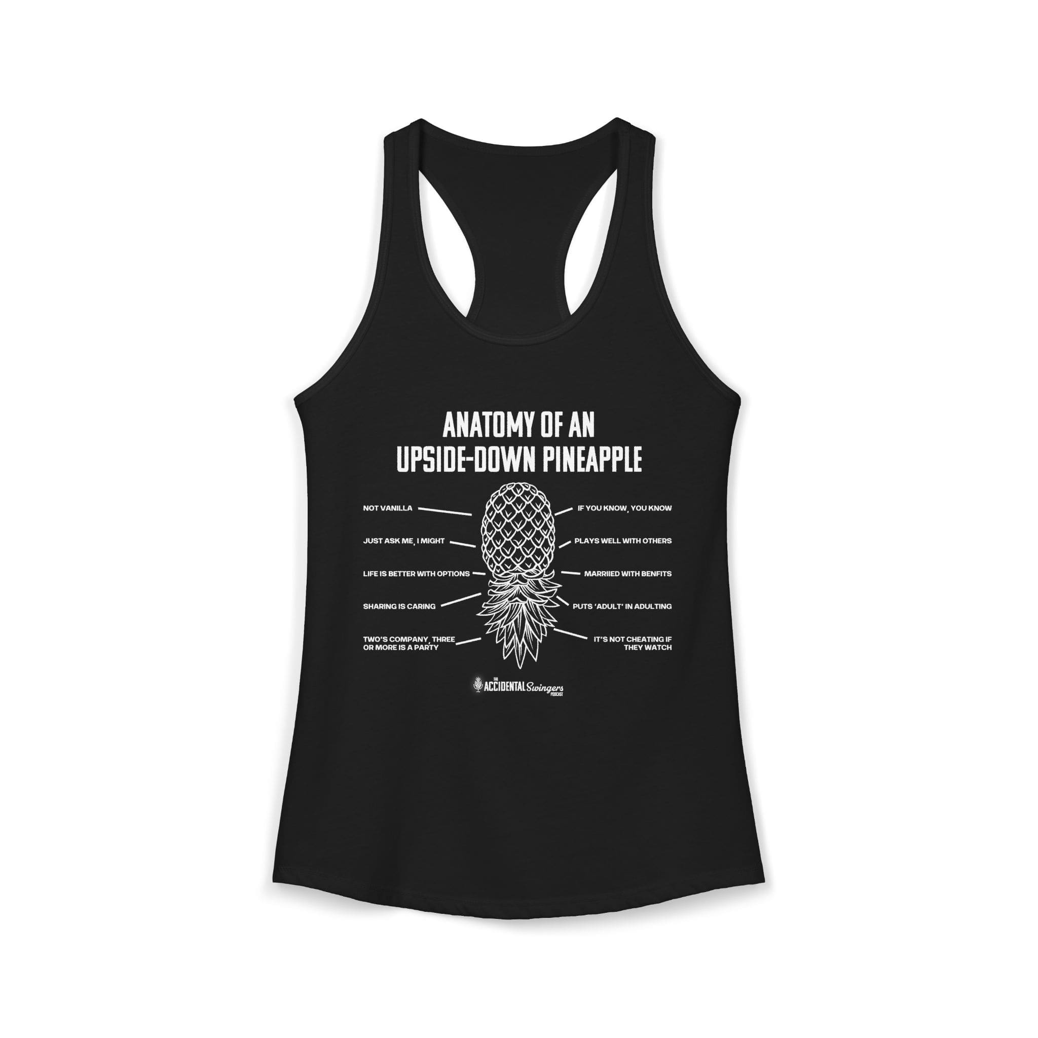 Anatomy of an Upside-down Pineapple Women's Racerback Tank (White Graphic) - Image 3