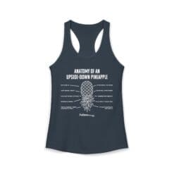 Anatomy of an Upside-down Pineapple Women's Racerback Tank (White Graphic)