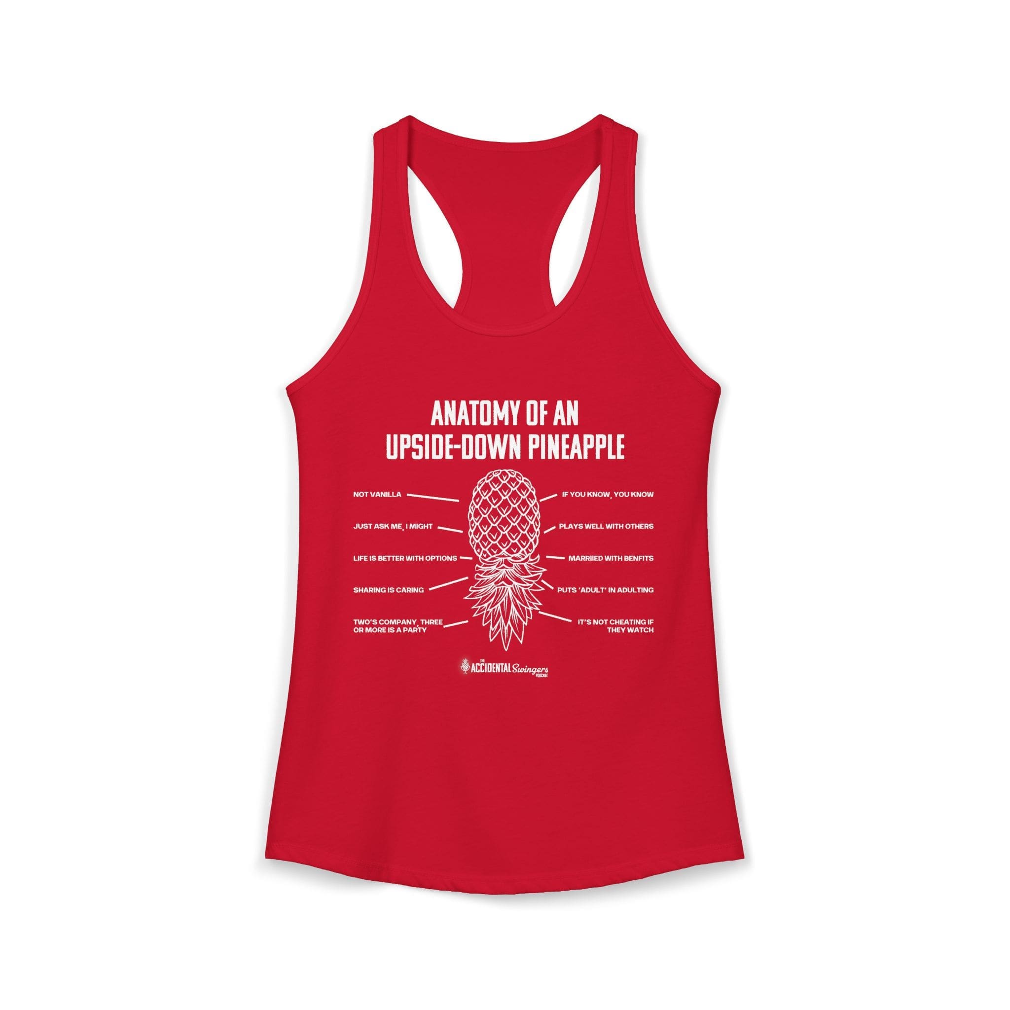 Anatomy of an Upside-down Pineapple Women's Racerback Tank (White Graphic) - Image 13