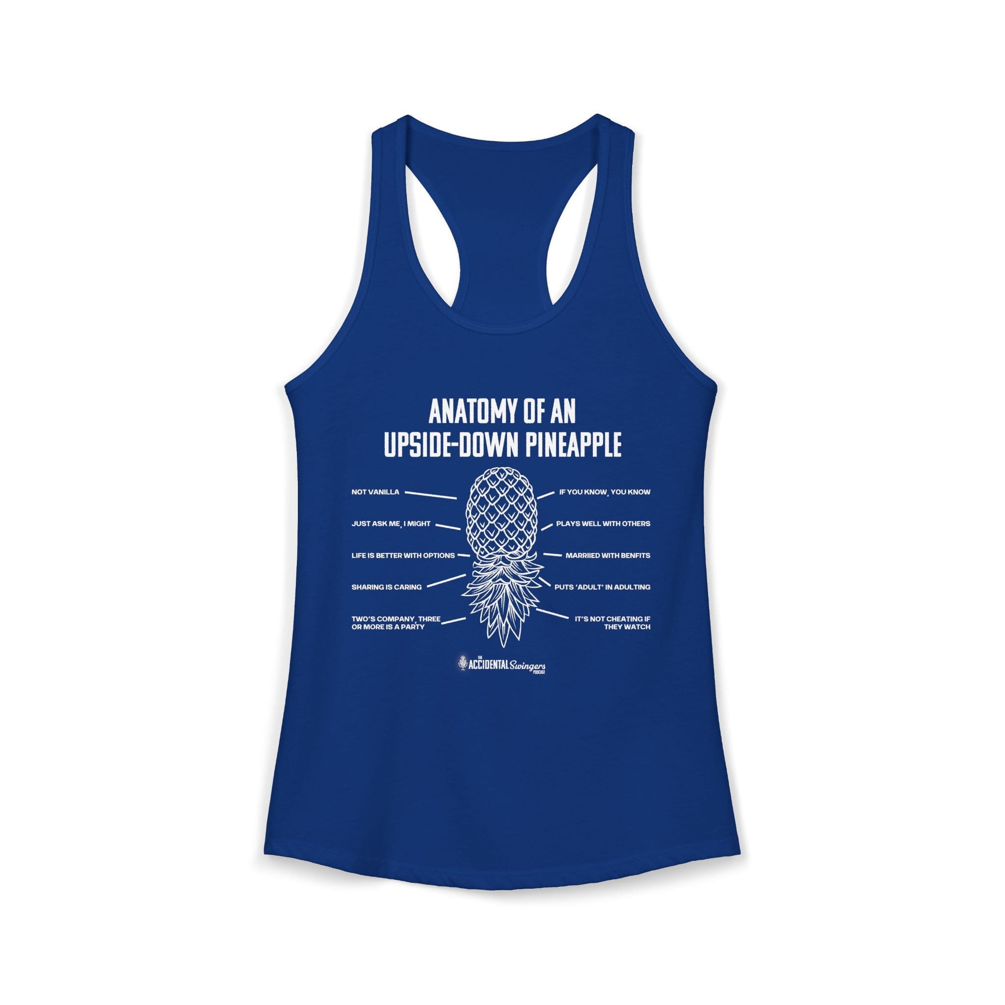 Anatomy of an Upside-down Pineapple Women's Racerback Tank (White Graphic) - Image 15