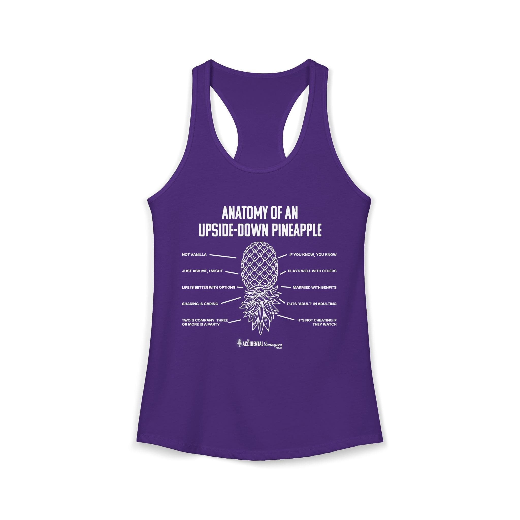 Anatomy of an Upside-down Pineapple Women's Racerback Tank (White Graphic) - Image 11
